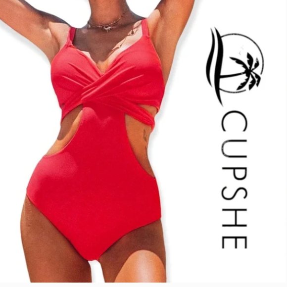 Cupshe Other - CUPSHE Women's Red Cutout Molded Cups Lined One Piece Swimsuit